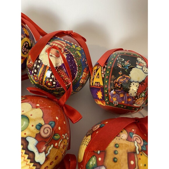 15 Vintage MCM Decoupage Christmas Ornaments - Picture 7 of 13